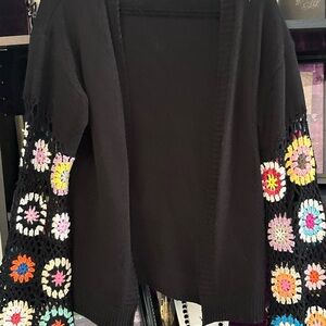 Colorful Crochet Sleeve Women's Sweater